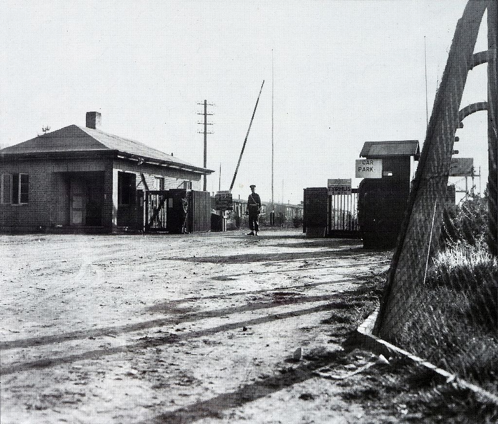 Image of buildings at Bergen Belsen concentration camp.